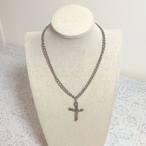 2 FOR $15 BUNDLE nice silver chain handmade cross pendant